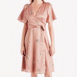 ASTR The Label Fiona Satin Wrap Dress Size medium